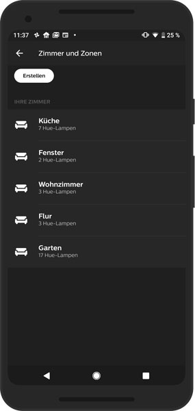 Philips Hue App Zonen