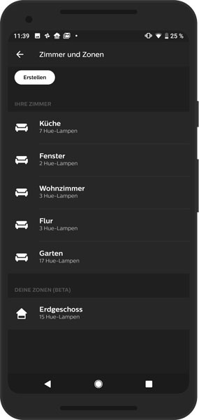 Philips Hue App Zonen