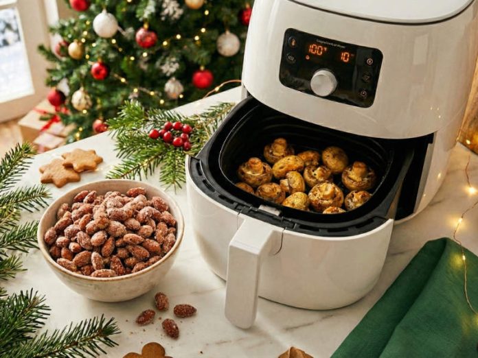 Rezepte Heißluftfritteuse: Wie vom Weihnachtsmarkt - gebrannte Mandeln und Champignonpfanne