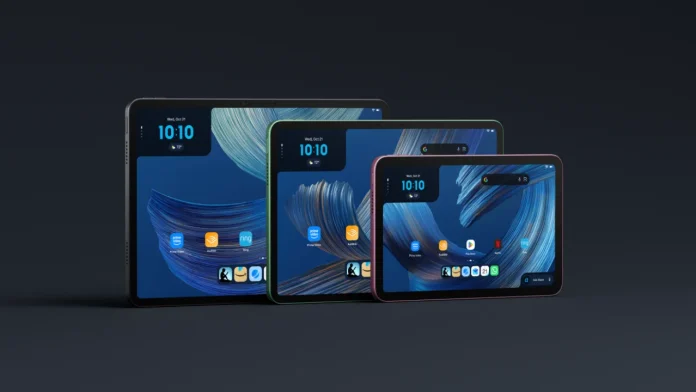 Alexa Tablet 12 Pro, Alexa Tablet 11 und Alexa Tablet 8 in drei Farben nebeneinander
